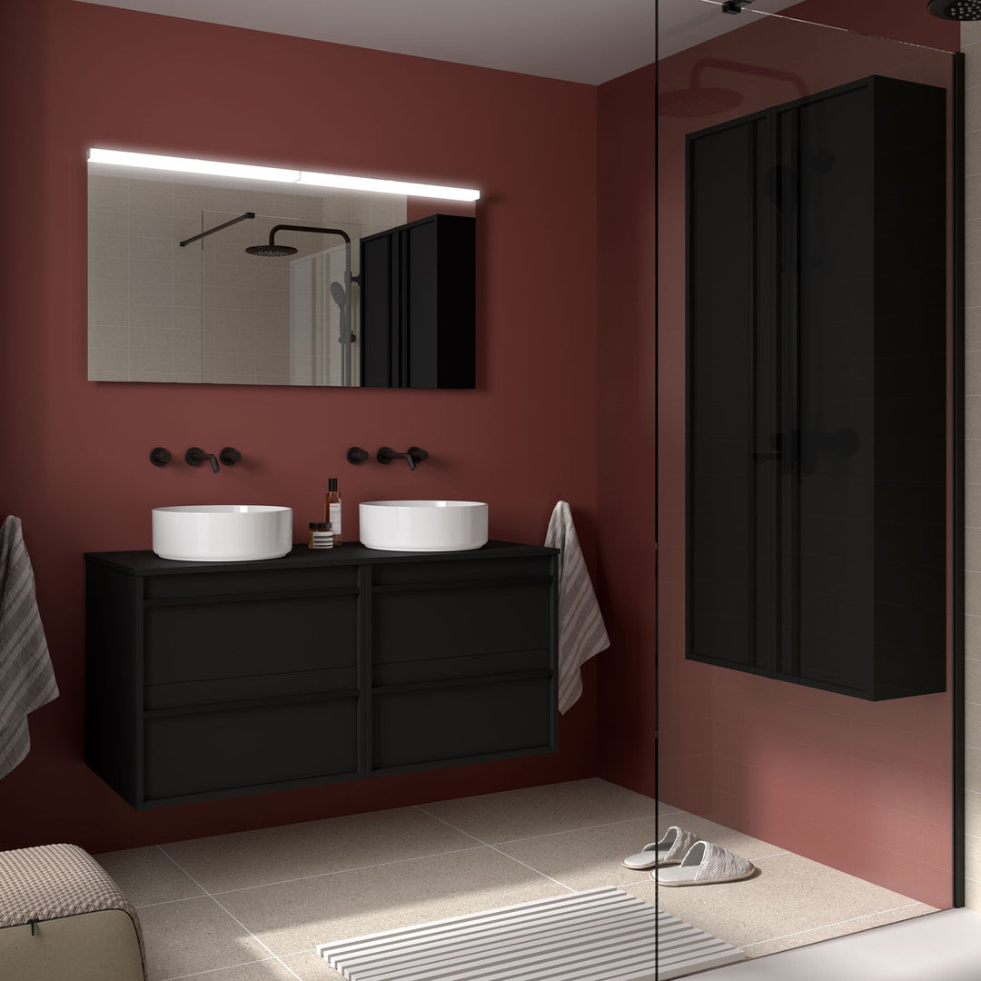 Salgar sgbfbb7a338ba7c63a3c8e SALGAR IMAGES AND SHEETS/01 Product Images/Bathroom Furniture/104973 Attila Wall Hung Vanity Unit with Worktop - Black Satin/01.jpg