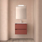 Load image into Gallery viewer, Salgar sgc00cea97b7121ed22340 SALGAR IMAGES AND SHEETS/01 Product Images/Bathroom Furniture/113182 Noja Wall Hung Vanity Unit with 2 Drawers, Basin &amp; Mirror - Red Satin/01.jpg

