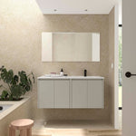 Load image into Gallery viewer, Salgar sgc0195092fecc0c9ade5e SALGAR IMAGES AND SHEETS/01 Product Images/Bathroom Furniture/118876 Noja Wall Hung Vanity Unit with 4 Doors, Offset Basin &amp; Mirror - Grey Satin/01.jpg
