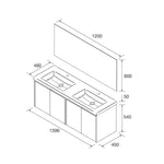 Load image into Gallery viewer, Salgar sgc19aaf329efa4bf6c812 SALGAR IMAGES AND SHEETS/01 Product Images/Bathroom Furniture/113166 Noja Wall Hung Vanity Unit with 4 Doors, Basin &amp; Mirror - Africa Oak/02.jpg
