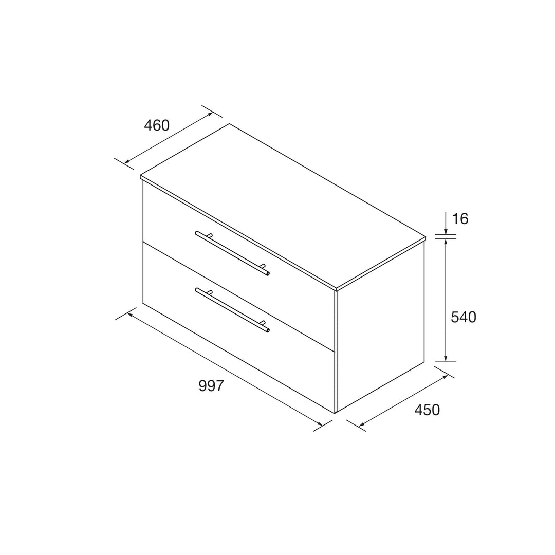 Salgar sgc1e5d0a1a772ba8123be SALGAR IMAGES AND SHEETS/01 Product Images/Bathroom Furniture/118078 Silane Wall Hung Vanity Unit with 2 Drawers & Worktop - White Satin/02.jpg