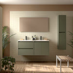 Load image into Gallery viewer, Salgar sgc2382bf3f2cf5ddb125f SALGAR IMAGES AND SHEETS/01 Product Images/Bathroom Furniture/113413 Noja Wall Hung Vanity Unit with 2 Drawers +2 Doors, Basin &amp; Mirror - Green Satin/01.jpg
