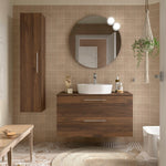 Load image into Gallery viewer, Salgar sgc2700e3d084d6831b957 SALGAR IMAGES AND SHEETS/01 Product Images/Bathroom Furniture/118081 Silane Wall Hung Vanity Unit with 2 Drawers &amp; Worktop - Walnut Maya/01.jpg
