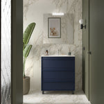Load image into Gallery viewer, Salgar sgc41fa4ef4378c27f3c32 SALGAR IMAGES AND SHEETS/01 Product Images/Bathroom Furniture/113028 Attila Wall Hung Vanity Unit with 3 Drawers, Basin &amp; Mirror - Blue Satin/01.jpg
