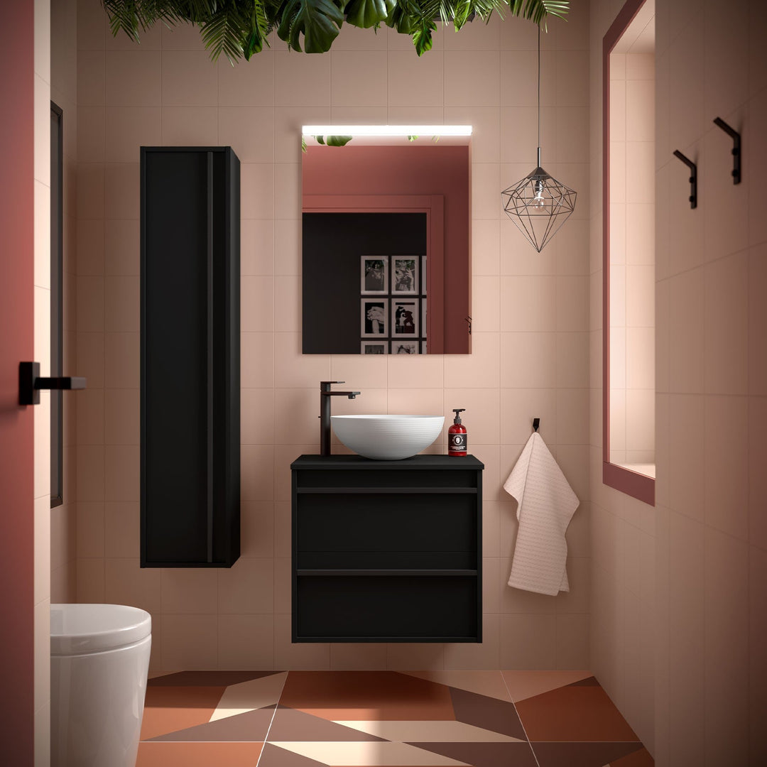 Salgar sgc4f834b0ea8f437dd07d SALGAR IMAGES AND SHEETS/01 Product Images/Bathroom Furniture/104939 Attila Wall Hung Vanity Unit with Worktop - Black Satin/01.jpg