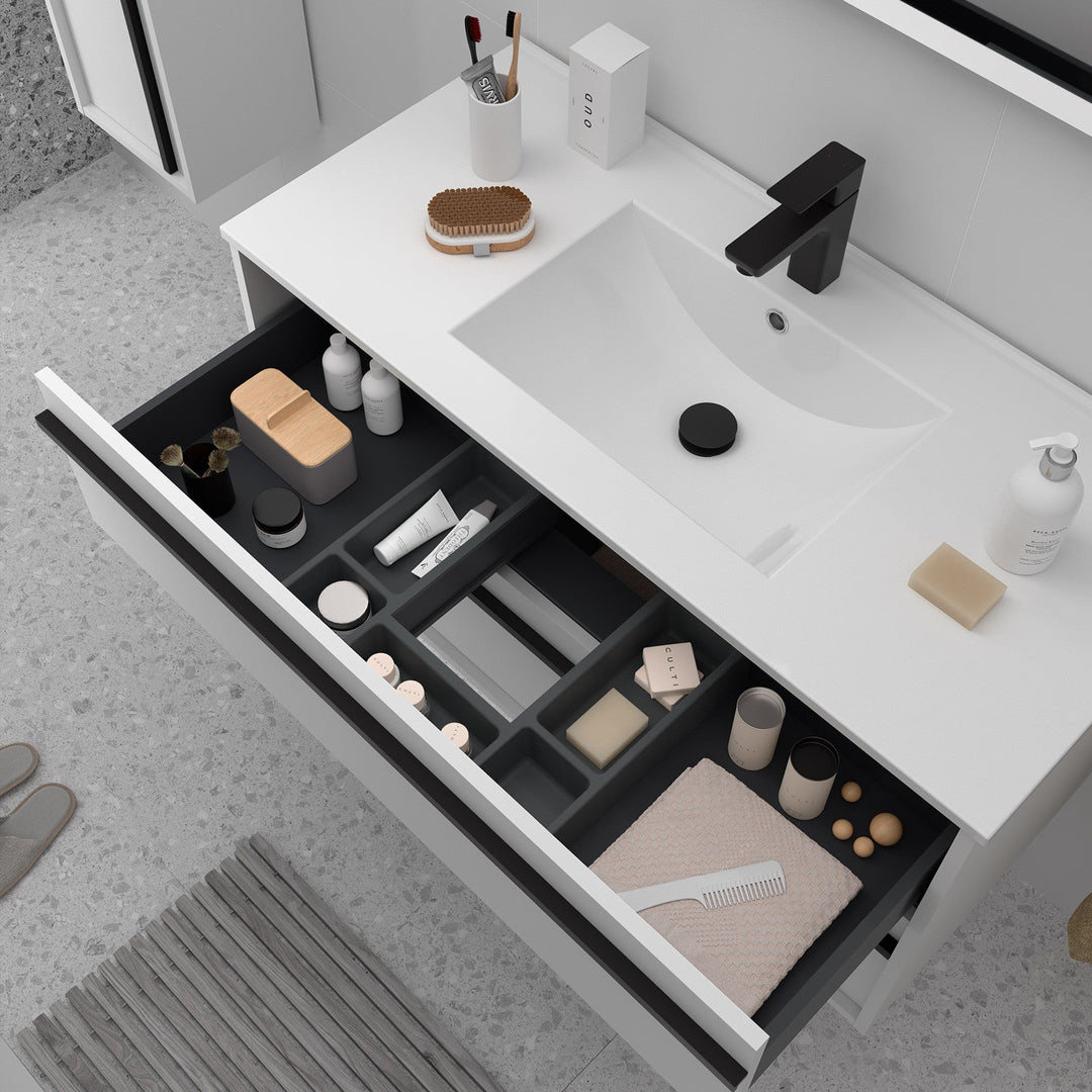 Salgar sgc507160baec3392e42d1 SALGAR IMAGES AND SHEETS/01 Product Images/Bathroom Furniture/104723 Attila Wall Hung Vanity Unit with 2 Drawers & Basin - White Satin/02.jpg