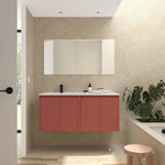 Load image into Gallery viewer, Salgar sgc8c4790b31eb7fad123c SALGAR IMAGES AND SHEETS/01 Product Images/Bathroom Furniture/118843 Noja Wall Hung Vanity Unit with 4 Doors, Offset Basin &amp; Mirror - Red Satin/01.jpg
