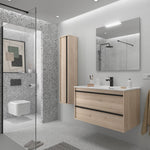 Load image into Gallery viewer, Salgar sgc9b030c7ee3375c3e087 SALGAR IMAGES AND SHEETS/01 Product Images/Bathroom Furniture/112955 Attila Wall Hung Vanity Unit with 2 Drawers, Basin &amp; Mirror - Natural/01.jpg
