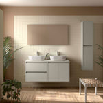 Load image into Gallery viewer, Salgar sgca6b0fa909dbd8a2f656 SALGAR IMAGES AND SHEETS/01 Product Images/Bathroom Furniture/118579 Noja Wall Hung Vanity Unit with 2 Drawers +2 Doors &amp; Worktop - Grey Satin/01.jpg

