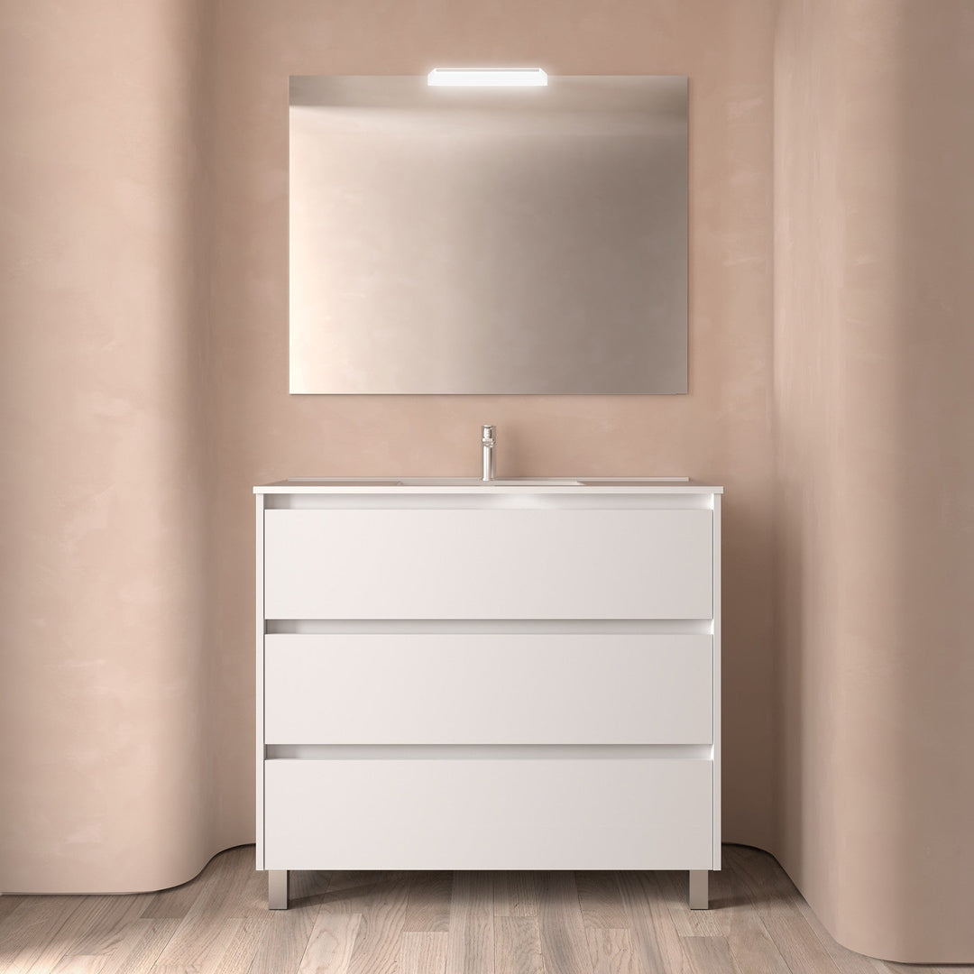 Salgar sgca74727525eaab7014b2 SALGAR IMAGES AND SHEETS/01 Product Images/Bathroom Furniture/113335 Noja Wall Hung Vanity Unit with 3 Drawers, Basin & Mirror - White Satin/01.jpg