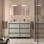 Load image into Gallery viewer, Salgar sgccb7de5b831cfee7daf5 SALGAR IMAGES AND SHEETS/01 Product Images/Bathroom Furniture/118018 Attila Wall Hung Vanity Unit with 6 Drawers, Basin &amp; Mirror - Grey Satin/01.jpg
