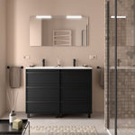 Load image into Gallery viewer, Salgar sgcdfaf233b69b00aeb7e7 SALGAR IMAGES AND SHEETS/01 Product Images/Bathroom Furniture/113044 Attila Wall Hung Vanity Unit with 6 Drawers, Basin &amp; Mirror - Black Satin/01.jpg
