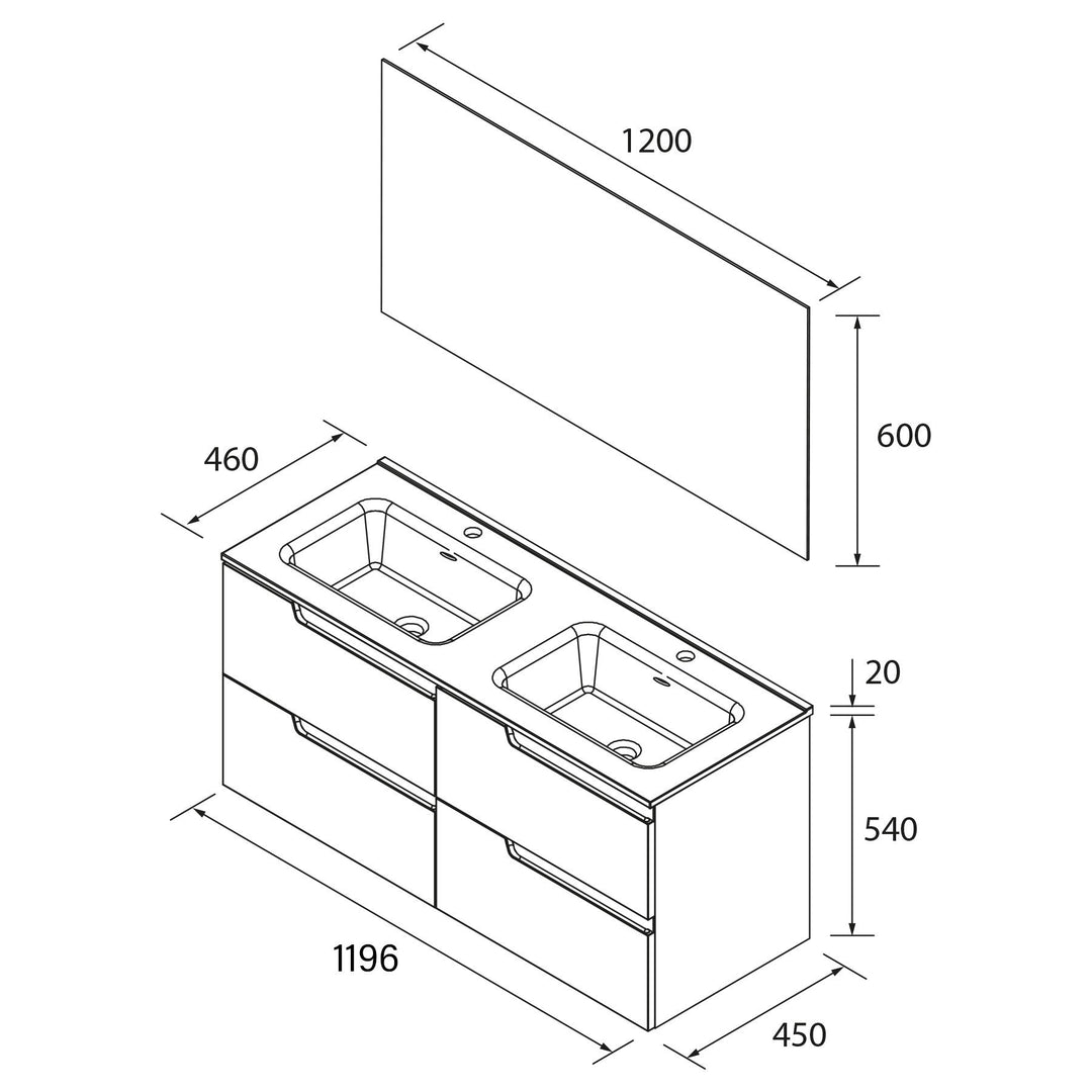 Salgar sgcf3aa61d6901e5a7bc3f SALGAR IMAGES AND SHEETS/01 Product Images/Bathroom Furniture/113494 Vima Wall Hung Vanity Unit with 4 Drawers, Basin & Mirror - Walnut Maya/02.jpg