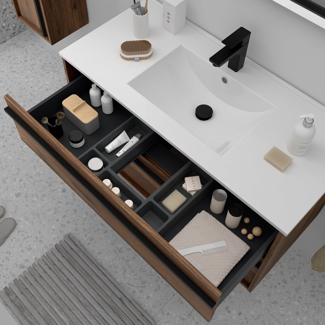 Salgar sgcfa866174ba25de6e678 SALGAR IMAGES AND SHEETS/01 Product Images/Bathroom Furniture/112957 Attila Wall Hung Vanity Unit with 2 Drawers, Basin & Mirror - Walnut Maya/02.jpg