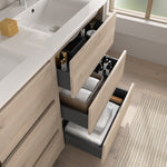 Load image into Gallery viewer, Salgar sgd109ce8b537fe9a31f13 SALGAR IMAGES AND SHEETS/01 Product Images/Bathroom Furniture/113349 Noja Floor Standing Vanity Unit with 6 Drawers, Basin &amp; Mirror - Natural/02.jpg
