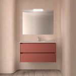 Load image into Gallery viewer, Salgar sgd184d447946b1b2cd23c SALGAR IMAGES AND SHEETS/01 Product Images/Bathroom Furniture/113209 Noja Wall Hung Vanity Unit with 2 Drawers, Basin &amp; Mirror - Red Satin/01.jpg
