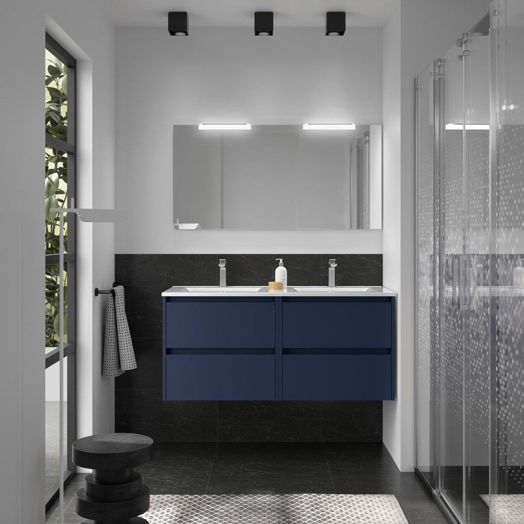 Salgar sgd1b765763567e71b1158 SALGAR IMAGES AND SHEETS/01 Product Images/Bathroom Furniture/113216 Noja Wall Hung Vanity Unit with 4 Drawers, Basin & Mirror - Blue Satin/01.jpg