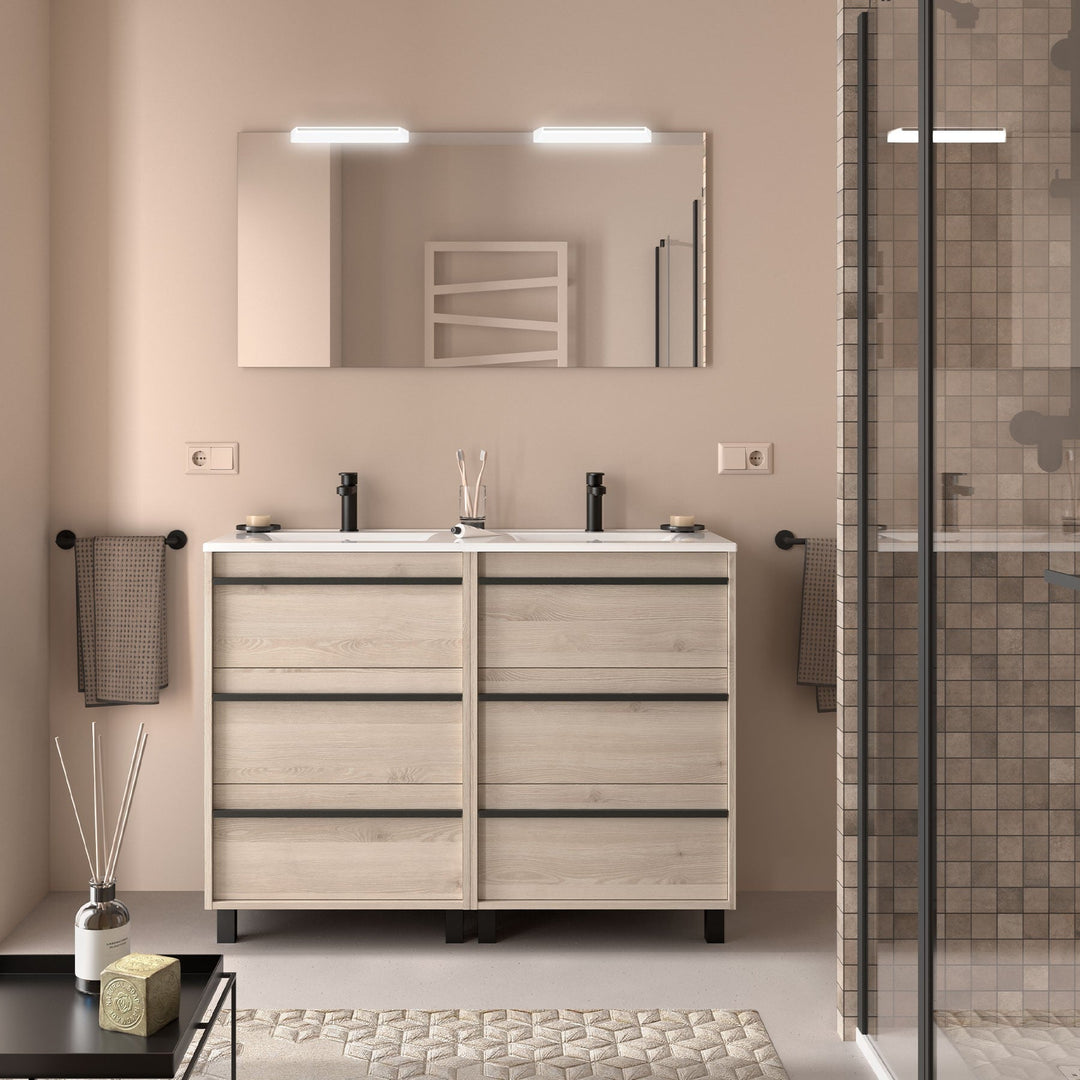 Salgar sgd36aeabd2c22478c1b53 SALGAR IMAGES AND SHEETS/01 Product Images/Bathroom Furniture/105133 Attila Floor Standing Vanity Unit with 6 Drawers & Basin - Natural/01.jpg