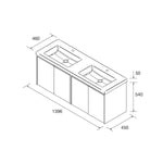 Load image into Gallery viewer, Salgar sgd3de4ce09dab267e27a8 SALGAR IMAGES AND SHEETS/01 Product Images/Bathroom Furniture/105102 Noja Wall Hung Vanity Unit with 4 Doors &amp; Basin - Africa Oak/02.jpg
