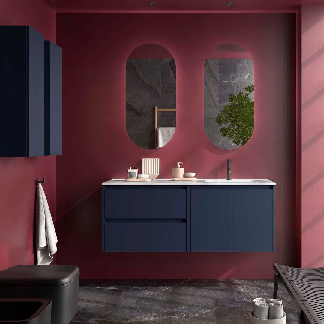 Salgar sgd3fd552cbb28d16cefa7 SALGAR IMAGES AND SHEETS/01 Product Images/Bathroom Furniture/118831 Noja Wall Hung Vanity Unit with 2 Drawers + 2 Doors & Offset Basin - Blue Satin/01.jpg