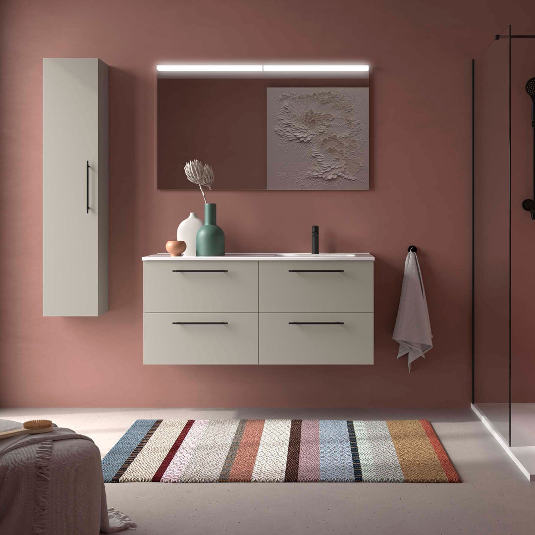 Salgar sgd46b6ba32dc5ef939f07 SALGAR IMAGES AND SHEETS/01 Product Images/Bathroom Furniture/118736 Silane Wall Hung Vanity Unit with 4 Drawers & Offset Basin - Grey Satin/01.jpg
