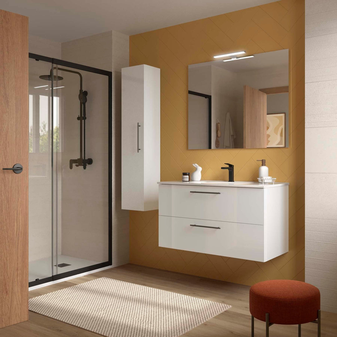 Salgar sgd48c55a79e02dd751eee SALGAR IMAGES AND SHEETS/01 Product Images/Bathroom Furniture/118056 Silane Wall Hung Vanity Unit with 2 Drawers & Basin - White Satin/01.jpg