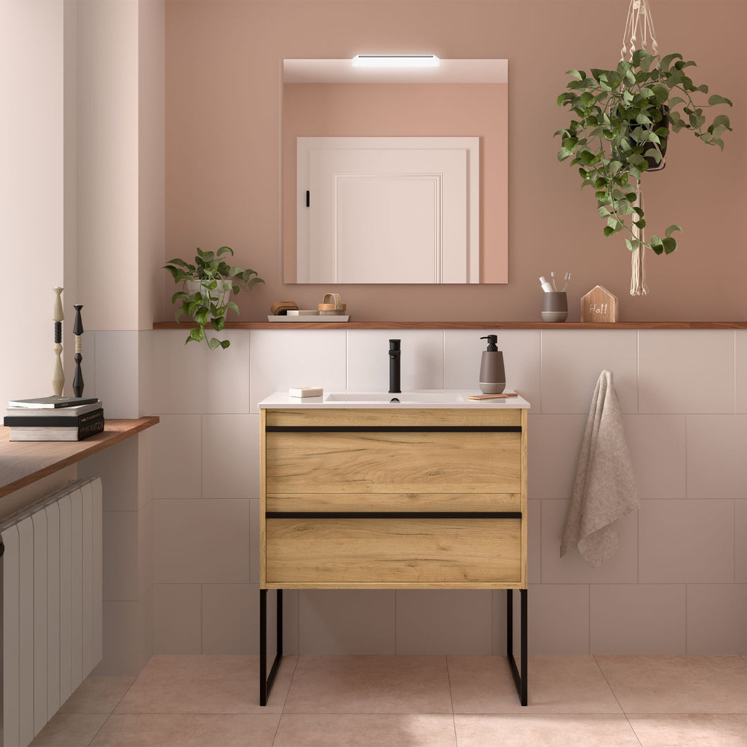 Salgar sgd4be1c65a533ec23e9b1 SALGAR IMAGES AND SHEETS/01 Product Images/Bathroom Furniture/104721 Attila Wall Hung Vanity Unit with 2 Drawers & Basin - Africa Oak/01.jpg