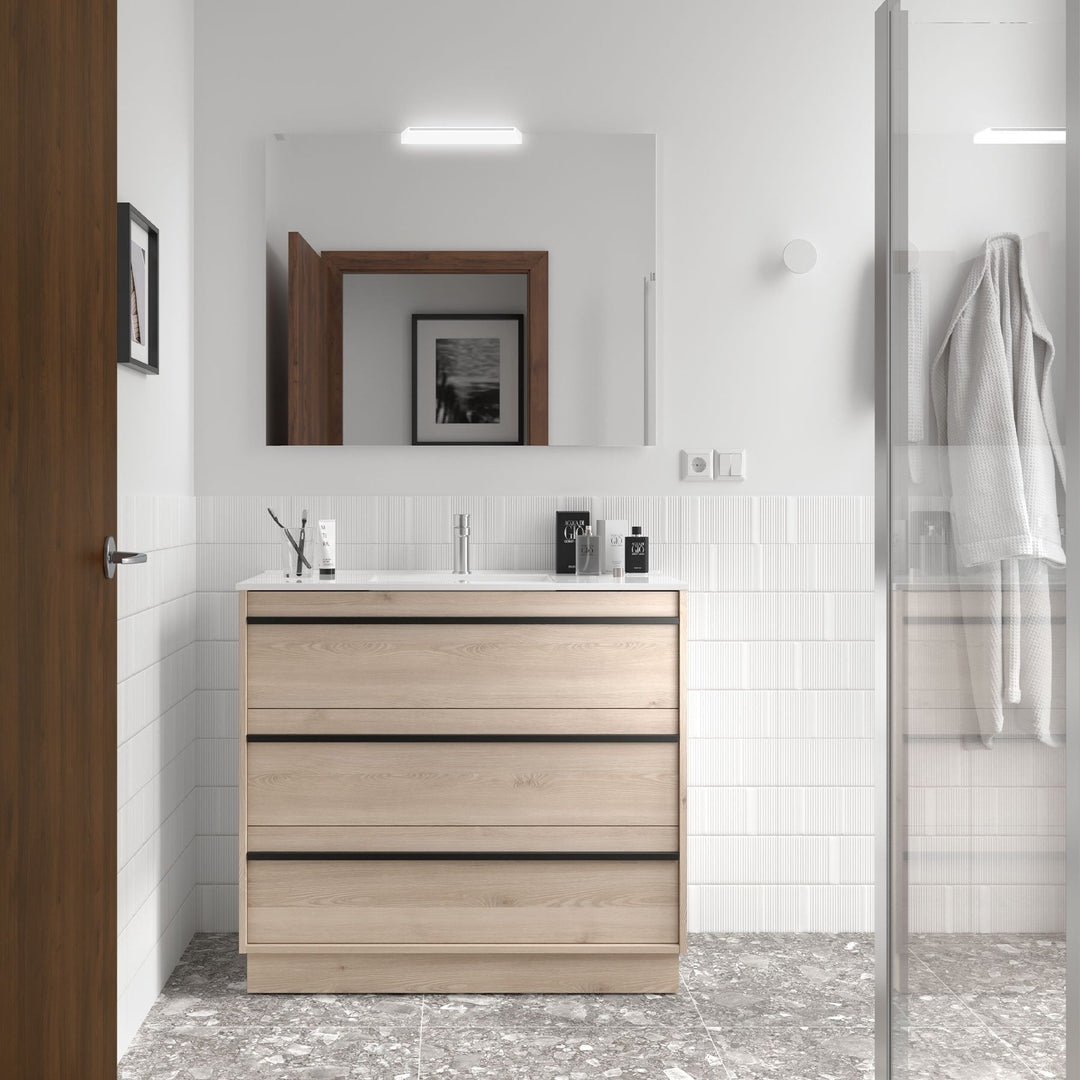 Salgar sgd5be8c2f840c96606c25 SALGAR IMAGES AND SHEETS/01 Product Images/Bathroom Furniture/105125 Attila Floor Standing Vanity Unit with 3 Drawers & Basin - Natural/01.jpg