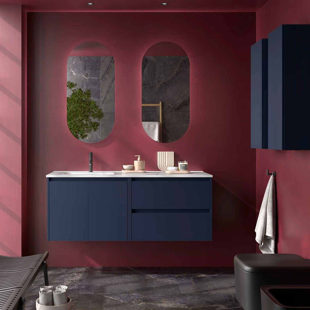 Salgar sgd5c24fab9883142bec56 SALGAR IMAGES AND SHEETS/01 Product Images/Bathroom Furniture/118821 Noja Wall Hung Vanity Unit with 2 Drawers + 2 Doors & Offset Basin - Blue Satin/01.jpg