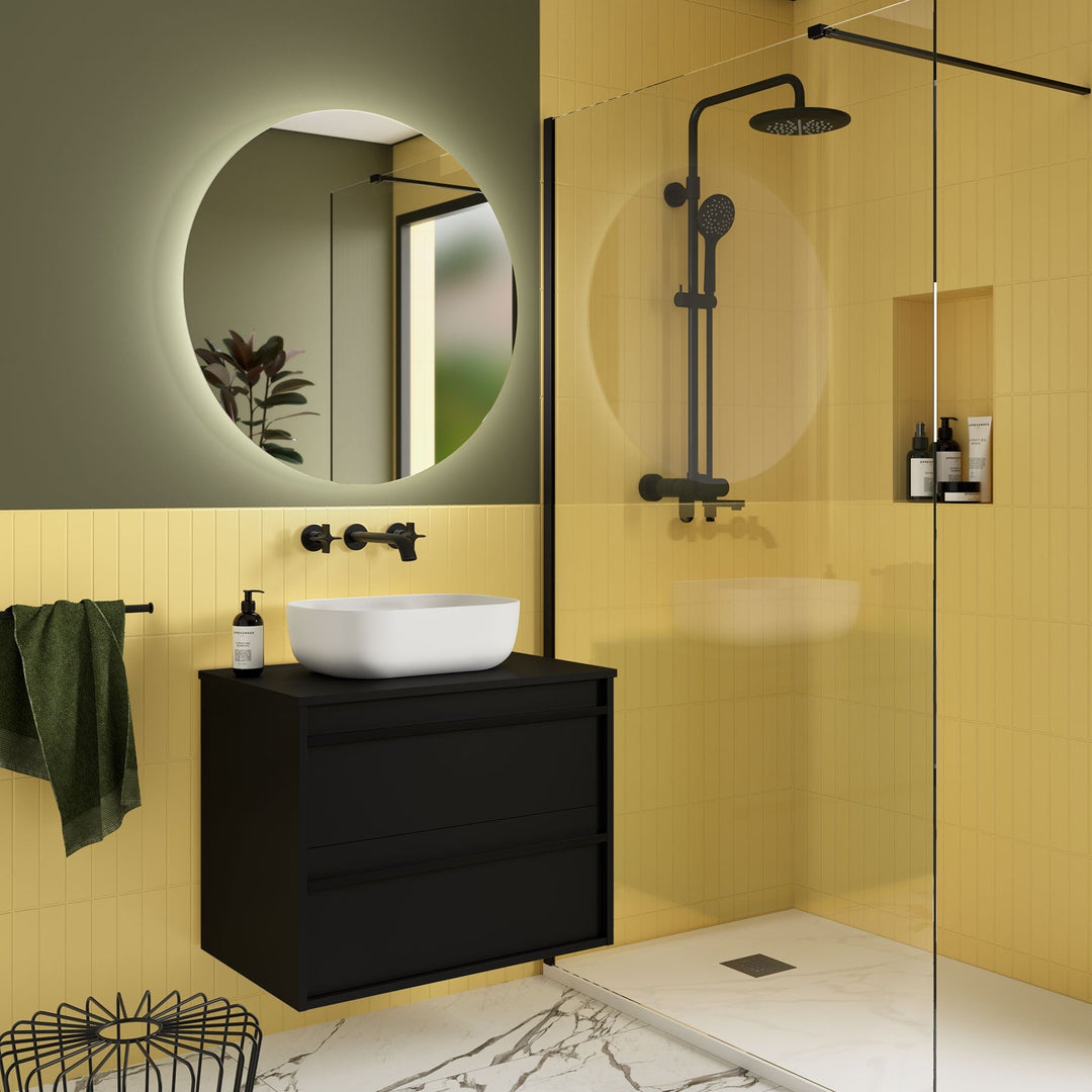 Salgar sgd7aa75db7687174136c4 SALGAR IMAGES AND SHEETS/01 Product Images/Bathroom Furniture/104947 Attila Wall Hung Vanity Unit with Worktop - Black Satin/01.jpg