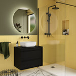 Load image into Gallery viewer, Salgar sgd7aa75db7687174136c4 SALGAR IMAGES AND SHEETS/01 Product Images/Bathroom Furniture/104947 Attila Wall Hung Vanity Unit with Worktop - Black Satin/01.jpg
