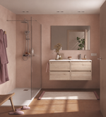 Load image into Gallery viewer, Salgar sgda1e48aede85e939644a SALGAR IMAGES AND SHEETS/01 Product Images/Bathroom Furniture/118893 Noja Wall Hung Vanity Unit with 4 Drawers, Offset Basin &amp; Mirror - Natural/01.png
