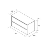 Load image into Gallery viewer, Salgar sgda9f07168b1acbfce25d SALGAR IMAGES AND SHEETS/01 Product Images/Bathroom Furniture/105514 Noja Wall Hung Vanity Unit with 2 Drawers &amp; Worktop - Africa Oak/02.jpg
