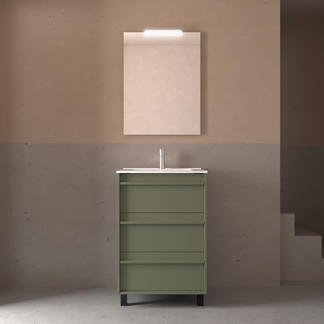 Salgar sgdca0a2641b4cc98192fb SALGAR IMAGES AND SHEETS/01 Product Images/Bathroom Furniture/113021 Attila Wall Hung Vanity Unit with 3 Drawers, Basin & Mirror - Green Satin/01.jpg