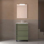 Load image into Gallery viewer, Salgar sgdca0a2641b4cc98192fb SALGAR IMAGES AND SHEETS/01 Product Images/Bathroom Furniture/113021 Attila Wall Hung Vanity Unit with 3 Drawers, Basin &amp; Mirror - Green Satin/01.jpg
