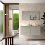 Load image into Gallery viewer, Salgar sgdcc001a2e2974581a49b SALGAR IMAGES AND SHEETS/01 Product Images/Bathroom Furniture/118042 Silane Wall Hung Vanity Unit with 4 Drawers, Basin &amp; Mirror - Grey Satin/01.jpg
