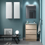 Load image into Gallery viewer, Salgar sgde859cbe54293668f020 SALGAR IMAGES AND SHEETS/01 Product Images/Bathroom Furniture/113322 Noja Wall Hung Vanity Unit with 3 Drawers, Basin &amp; Mirror - Natural/01.jpg
