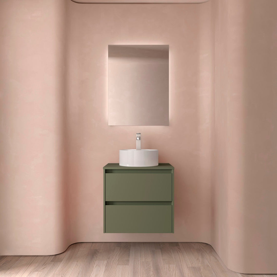 Salgar sgdf37f64c7ce6861f9117 SALGAR IMAGES AND SHEETS/01 Product Images/Bathroom Furniture/105466 Noja Wall Hung Vanity Unit with 2 Drawers & Worktop - Green Satin/01.jpg