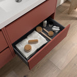 Load image into Gallery viewer, Salgar sgdfe67f7a291c10ba6ede SALGAR IMAGES AND SHEETS/01 Product Images/Bathroom Furniture/105503 Noja Wall Hung Vanity Unit with 2 Drawers &amp; Worktop - Red Satin/02.jpg
