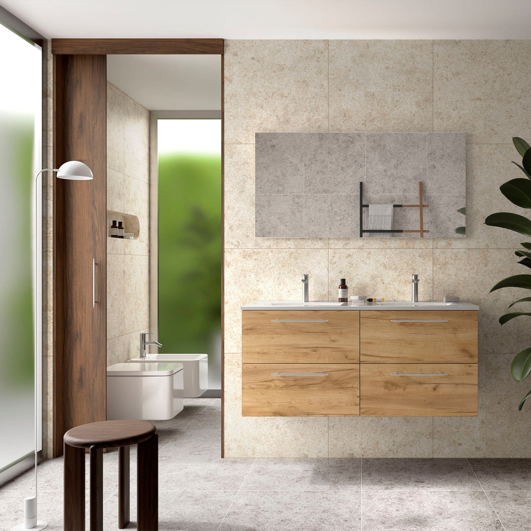 Salgar sge06b9eb87e518b073d96 SALGAR IMAGES AND SHEETS/01 Product Images/Bathroom Furniture/118063 Silane Wall Hung Vanity Unit with 4 Drawers & Basin - Africa Oak/01.jpg