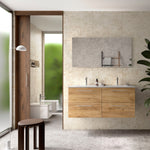 Load image into Gallery viewer, Salgar sge06b9eb87e518b073d96 SALGAR IMAGES AND SHEETS/01 Product Images/Bathroom Furniture/118063 Silane Wall Hung Vanity Unit with 4 Drawers &amp; Basin - Africa Oak/01.jpg
