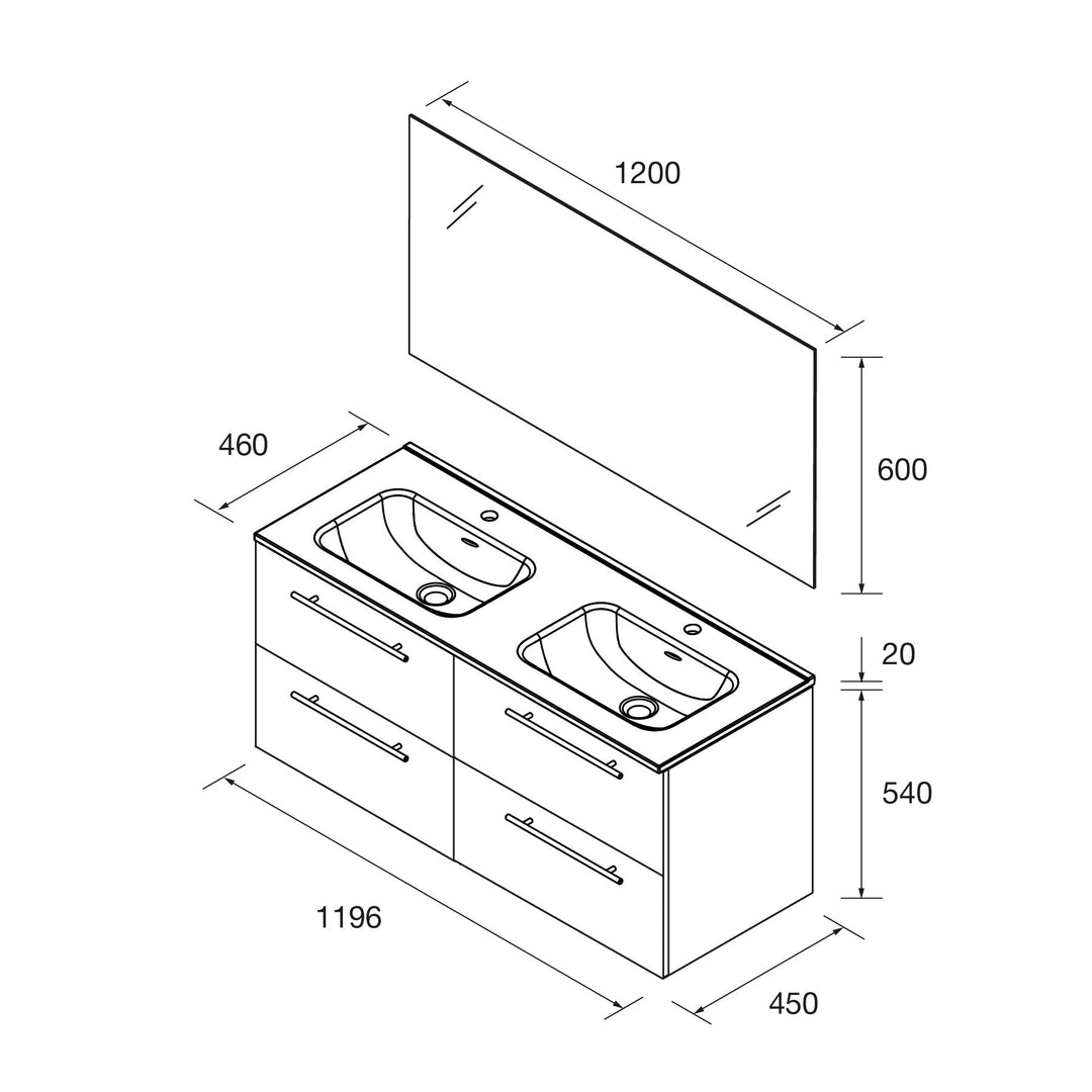 Salgar sge1219cea10daf181fc3d SALGAR IMAGES AND SHEETS/01 Product Images/Bathroom Furniture/118042 Silane Wall Hung Vanity Unit with 4 Drawers, Basin & Mirror - Grey Satin/02.jpg