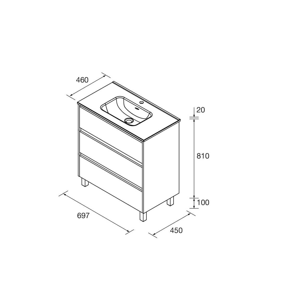 Salgar sge1cf444816ebd6b0a748 SALGAR IMAGES AND SHEETS/01 Product Images/Bathroom Furniture/118473 Noja Floor Standing Vanity Unit with 3 Drawers & Basin - Grey Satin/02.jpg