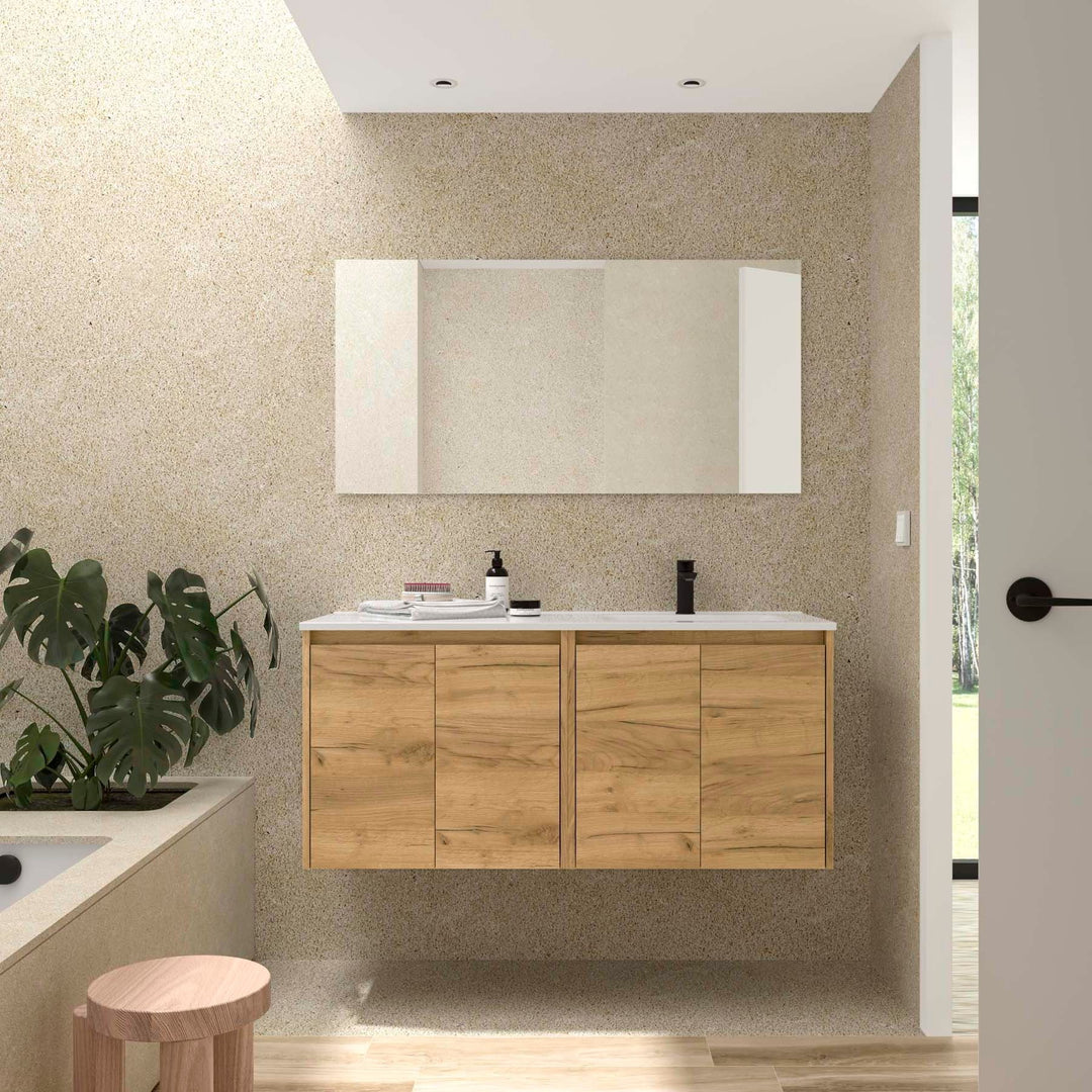 Salgar sge25efffaff6cfdb2ba7e SALGAR IMAGES AND SHEETS/01 Product Images/Bathroom Furniture/118778 Noja Wall Hung Vanity Unit with 4 Doors & Offset Basin - Africa Oak/01.jpg