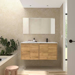 Load image into Gallery viewer, Salgar sge25efffaff6cfdb2ba7e SALGAR IMAGES AND SHEETS/01 Product Images/Bathroom Furniture/118778 Noja Wall Hung Vanity Unit with 4 Doors &amp; Offset Basin - Africa Oak/01.jpg

