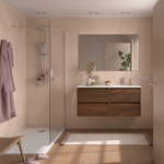 Load image into Gallery viewer, Salgar sge26211063bdf98826794 SALGAR IMAGES AND SHEETS/01 Product Images/Bathroom Furniture/118816 Noja Wall Hung Vanity Unit with 4 Drawers &amp; Offset Basin - Walnut Maya/01.png
