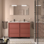 Load image into Gallery viewer, Salgar sge2860d98a735b5c579cb SALGAR IMAGES AND SHEETS/01 Product Images/Bathroom Furniture/113047 Attila Wall Hung Vanity Unit with 6 Drawers, Basin &amp; Mirror - Red Satin/01.jpg
