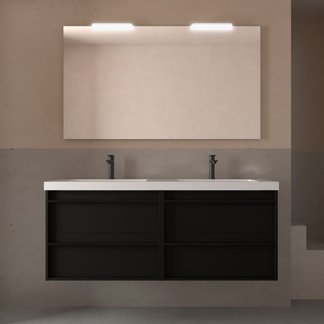 Salgar sge30fcb2f4cf4ca8b39ec SALGAR IMAGES AND SHEETS/01 Product Images/Bathroom Furniture/113011 Attila Wall Hung Vanity Unit with 4 Drawers, Basin & Mirror - Black Satin/01.jpg