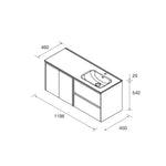 Load image into Gallery viewer, Salgar sge4fc029280e2d344117a SALGAR IMAGES AND SHEETS/01 Product Images/Bathroom Furniture/118837 Noja Wall Hung Vanity Unit with 2 Drawers + 2 Doors &amp; Offset Basin - Grey Satin/02.jpg
