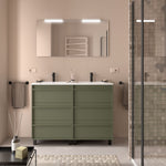 Load image into Gallery viewer, Salgar sge5a4f588bccdb8f2b830 SALGAR IMAGES AND SHEETS/01 Product Images/Bathroom Furniture/113046 Attila Wall Hung Vanity Unit with 6 Drawers, Basin &amp; Mirror - Green Satin/01.jpg
